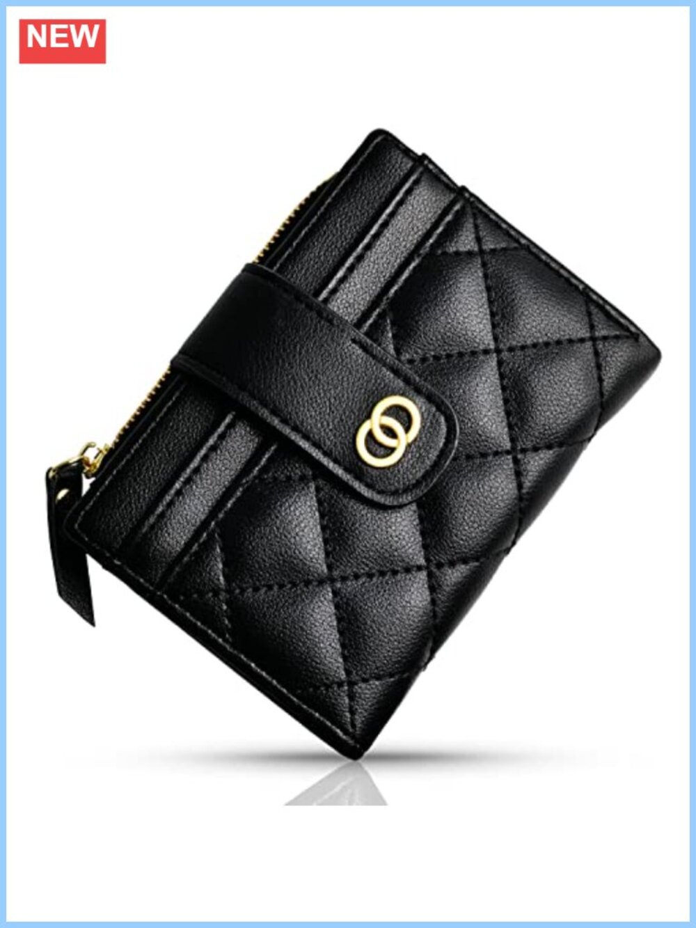 Small PU Leather Bifold Wallet Card Holder with Coin Purse & ID Window